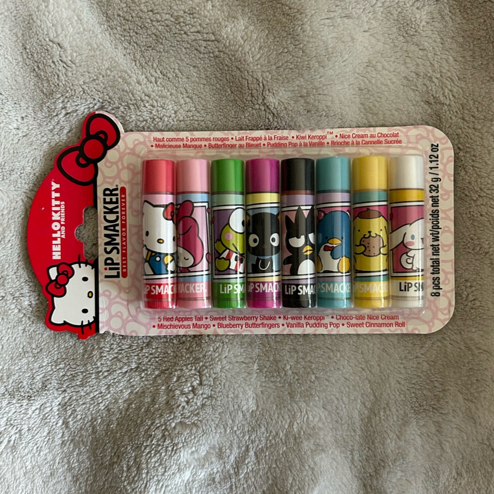Hello Kitty Lip Smacker Set - Pink, Green, Blue, Yellow